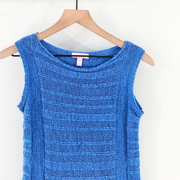 Lilly Pulitzer Luca Lapis Blue Fringe Sleeveless Sweater Size XS - Picture 4 of 7